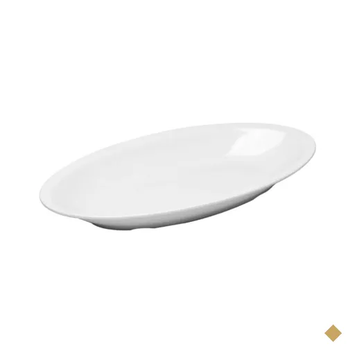 kit 2 Travessa Oval Melamina Branca 45x24x5cm Bandeja Forma Porções Buffet