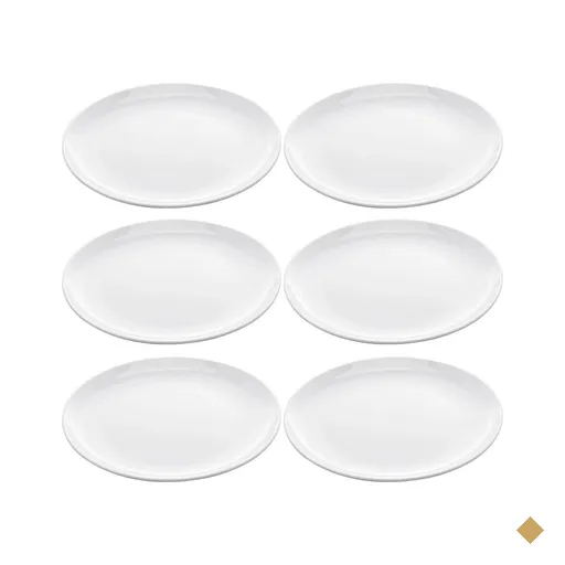 Kit 6 Pratos Brancos Rasos 25cm Melamina Refeição Redondos Lisos Milão Lyor