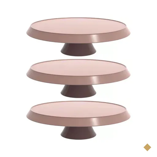 Kit 3 Bases Porta Bolos Tortas Doces 30cm Boleira com Pé Crippa Amêndoa