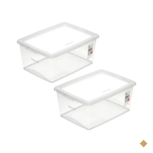 2 Caixas Organizadoras Plástica 15L com Tampa Ordene My Closet Retangular…