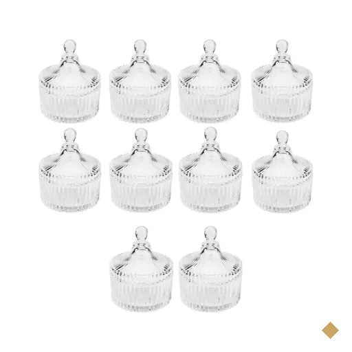 Kit 10 Potiches de Cristal com Tampa Carrosel Lyor 6,5x9cm Bomboniere…