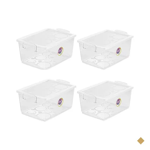 Kit 4 Caixas Organizadora 4L com Travas e Alças Laterais Bel Ordene Escola…