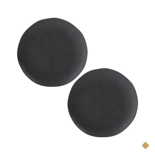 Jogo 2 Pratos Rasos Cerâmica 26,5cm Orgânico Preto Matte Por