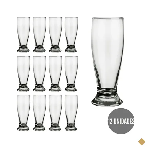 Jogo Com 12 Copos Tulipa Munich de Vidro 200ml P/ Chopp e Cerveja Nadir…