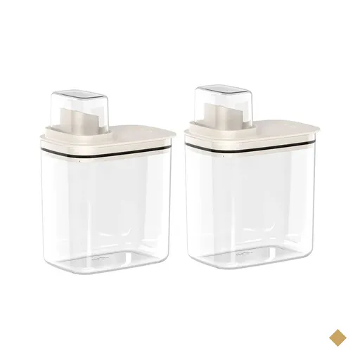 Kit 2 Dispensers para Amaciante e Sabão Líquido 1,5L Flow Bege com Tampa…