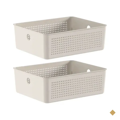 Kit 2 Cestos Organizadores Multiuso 12L Bege Flow 34x27x13cm Ou Lavanderia…