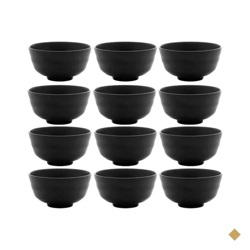 Conjunto 12 Bowls Melamina Lyor Tóquio Preto Oriental 450ml Pote Redondo…