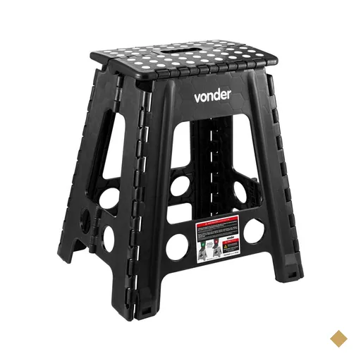Banqueta plástica dobrável preta altura 450 mm VONDER