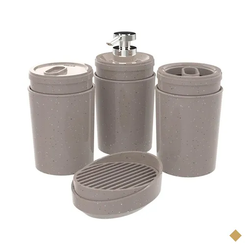 Kit Banheiro Stone Crippa Com 4 Peças (Porta Escova, Porta Sabonete Líquido…