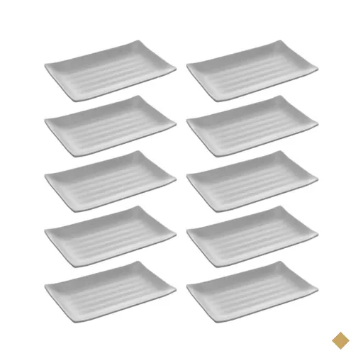 10 Travessas Melamina Prato Sushi Lyor Tóquio Granilite 17,5x11cm Retangular