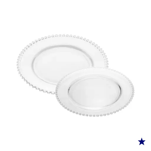 Conjunto Sousplat e Prato Raso 28cm em Cristal Pearl Wolff T