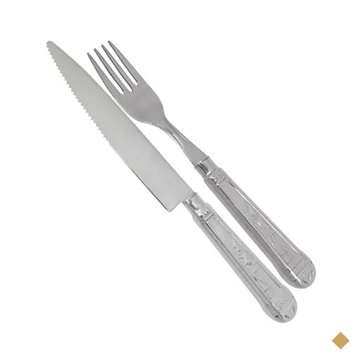Talheres Aço Inox 2 Peças Prateados Garfo e Faca de Churrasco Refeição…