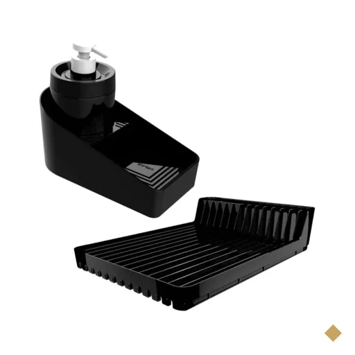Kit Escorredor de Louças Pratos e Dispenser Porta Detergente Esponja Preto…