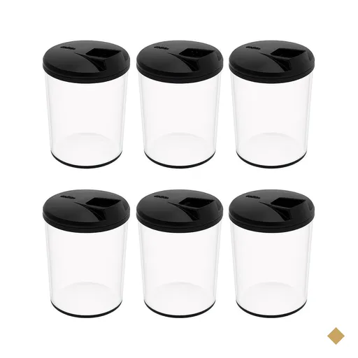 Kit 6 Porta Farofa Temperos Farinheira com Tampa 400ml Transparente Crippa…