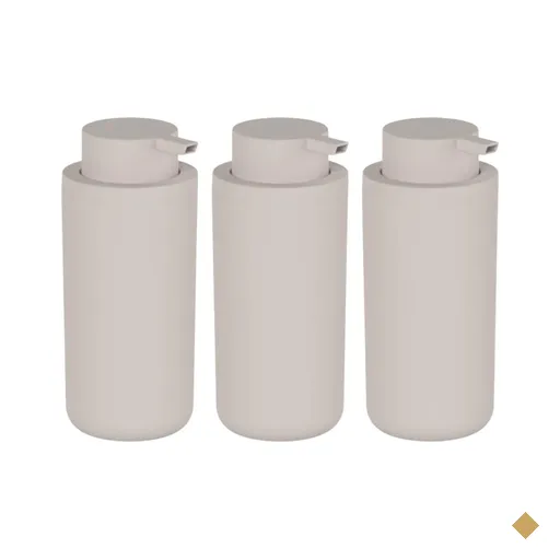 Kit 3 Dispenser de Parede 500ml Sabonete Liquido Shampoo Banheiro Hotel Bege