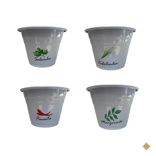 Quatro Vasos Brancos 10 x 15 aluminio para Temperos
