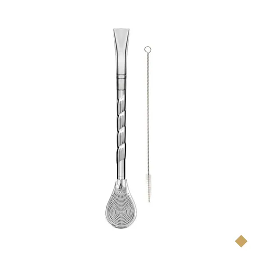 Bomba Inox para Chimarrão Mate Tererê Bojo Pera 19cm Mil Furos com Rosca