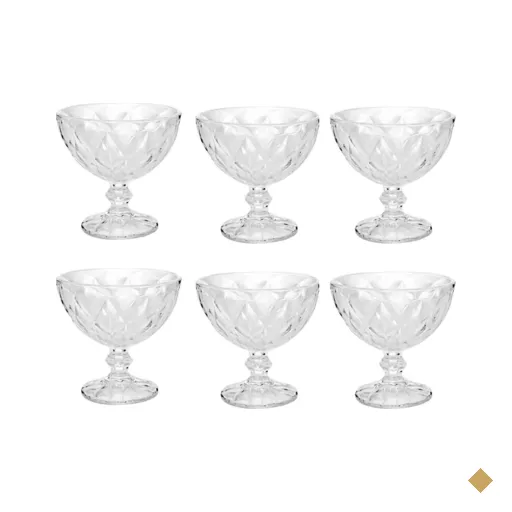 Jogo de 6 Taças Diamond Lyor para Sobremesa 250ml Transparente Tigela de Vidro…