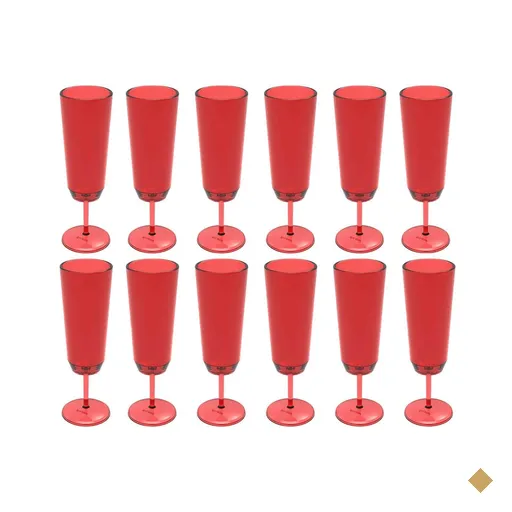 Conjunto 12 Taças para Espumante Champanhe Crippa Plástico Vermelho…