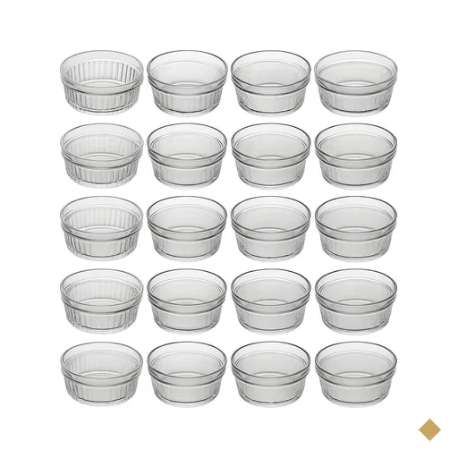 24 Ramequins de Vidro Molheiras 150ml Lyor Molhos Sobremesas Temperos Suflês