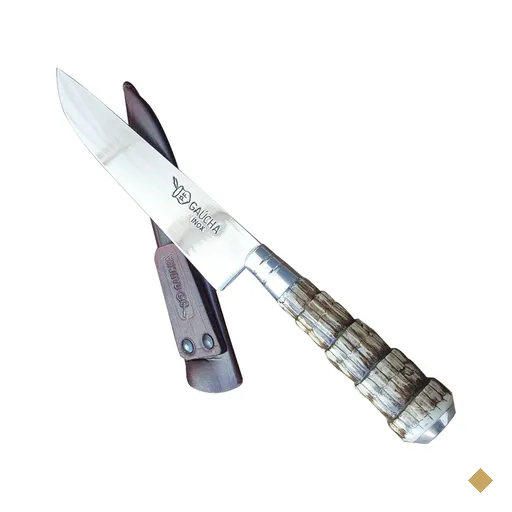 Faca N 7 Aço Inox Cabo Rabo De Tatu E Bainha Couro Churrasco