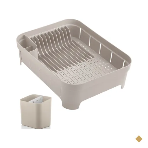 Kit Escorredor De Louça Prato Talheres Utensílios De Cozinha Bege