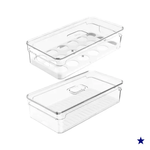 Kit 2 Organizadores De Geladeira Porta Ovos 16 Un Porta Legumes Frutas Verduras…