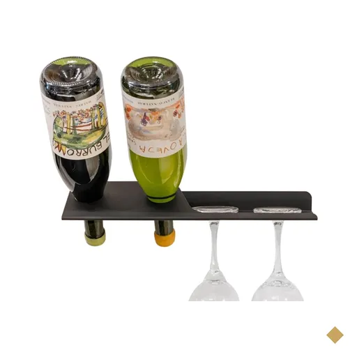 Mini Adega de Parede Preta Suporte para 2 Garrafas de Vinho Espumante e Porta 2…
