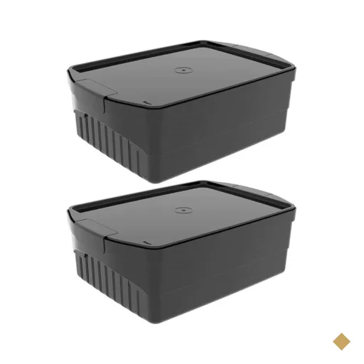 2 Caixas Organizadoras 8L Pretas Crippa Tampas Travas Laterais Closet…