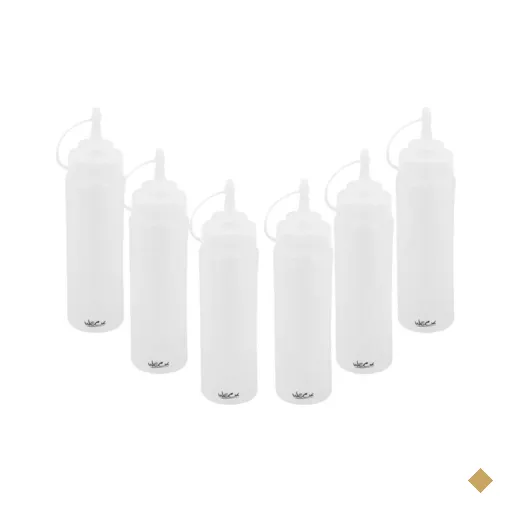 Kit 6 Bisnagas Graduadas Plásticas Flexível 800ml Tubos Barman Drinks Licores