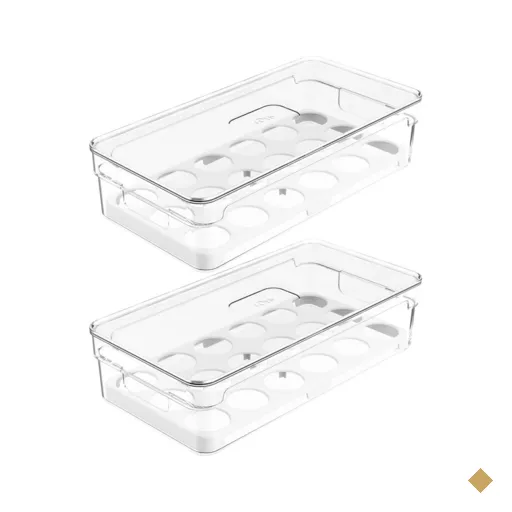 Kit 2 Organizadores Porta Ovos Com Tampa 16 Un Caixas De Armazenamento Para…