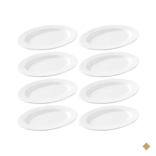 8 Bandejas para Servir Melamina Branca 20x14cm Buffet Travessa Saladas Petiscos…