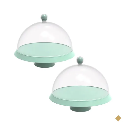 Kit 2 Porta Bolo com Cúpula e Pé 30cm Verde Menta Bubble Crippa Boleira…