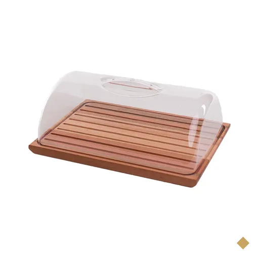 Migalheira de Madeira com Tampa Acrílica 36x25cm Suporte Porta Pão Essence