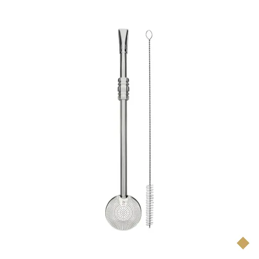 Bomba para Chimarrão Inox 23cm Mil Furos Rosca Anel Médio Sextavo Mate…