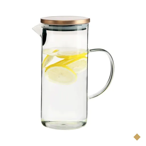 Jarra de vidro borosilicato com tampa bronze cobre 1.3L