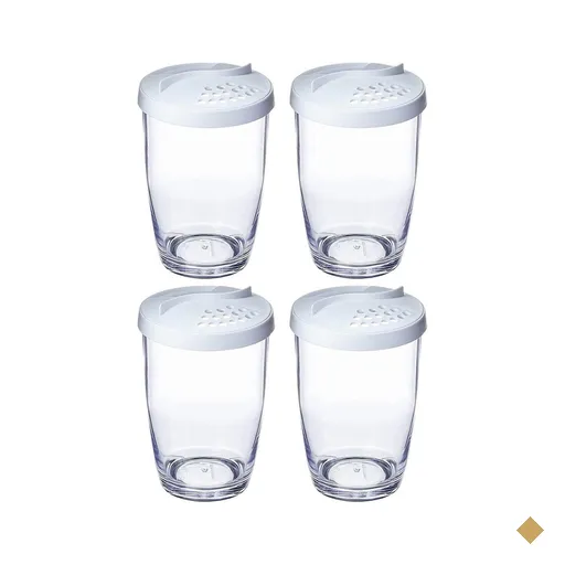 Kit 4 Queijeiras Farinheiras Plásticas com Tampa 350ml Brancas Ou Restaurante…