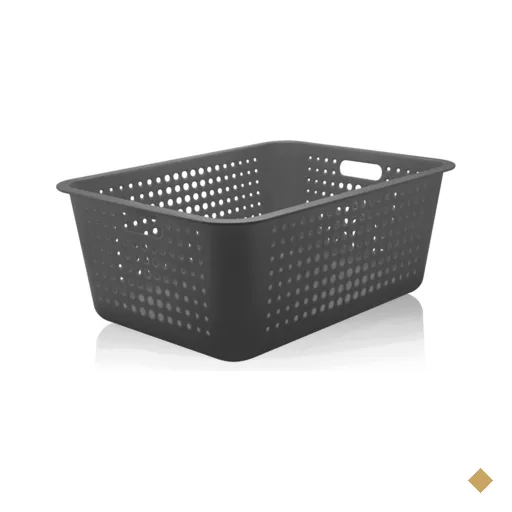 Caixa Organizadora Maxi Grande Organize Cesto Plástico 40l Chumbo