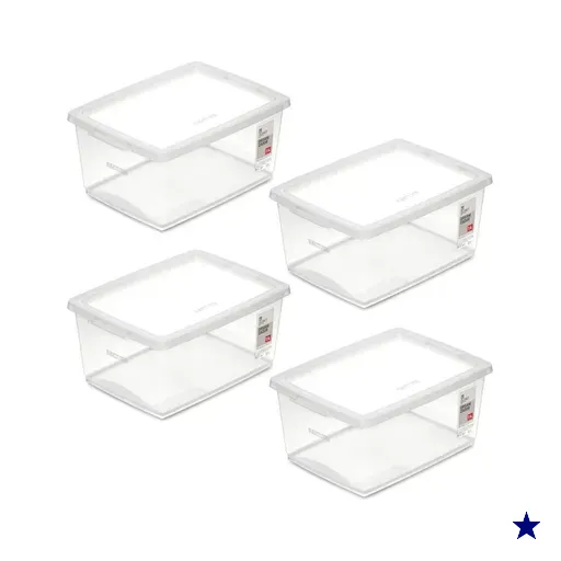 4 Caixas Organizadoras com Tampa 7,5L Ordene Empilháveis Escritório Closet…