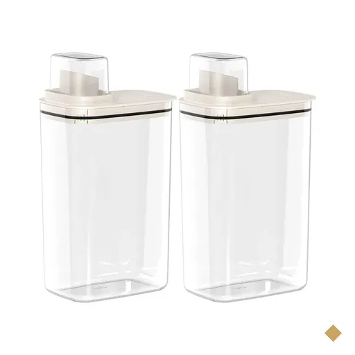 Kit 2 Dispenser para Amaciante e Sabão Líquido 2,3L Flow Bege com Tampa…