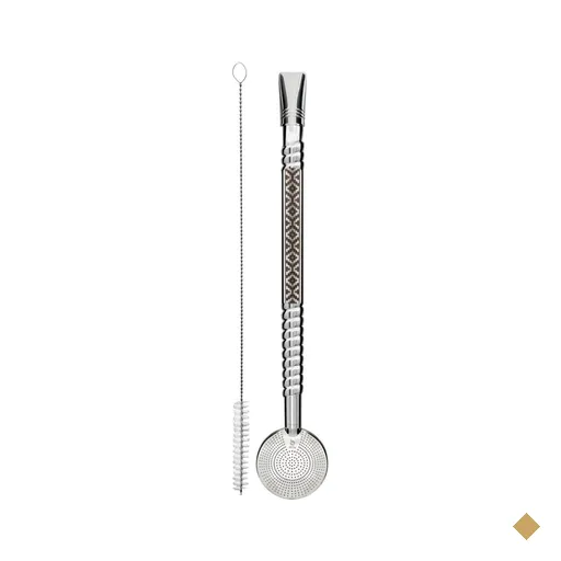 Bomba de Chimarrão Mil Furos 24cm Inox Artesanal Com Gravaçã
