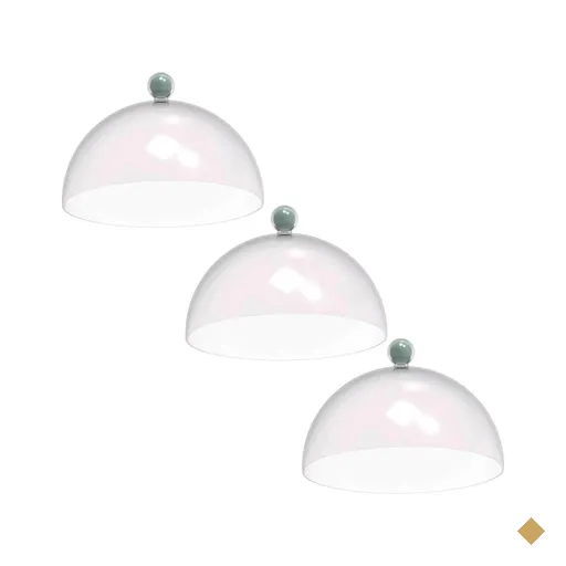 3 Cúpulas Plástico 25cm Bolos Tortas Doces Pratos Verde Menta Bubble Crippa