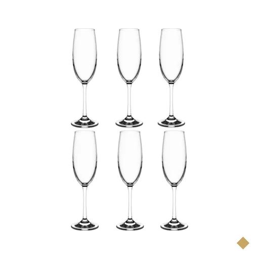 Jogo de Taças de Cristal Titânio 220ml Conjunto 6 Taças Para Champagne Sense