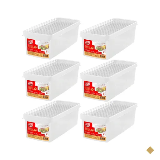 Kit 6 Organizadores de Geladeira 4,2L Legumes Verduras Tampa Ventilável Caixa…