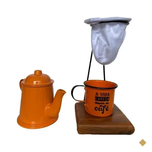 Kit de Café coado Individual Mini Bule Laranja - Demolição