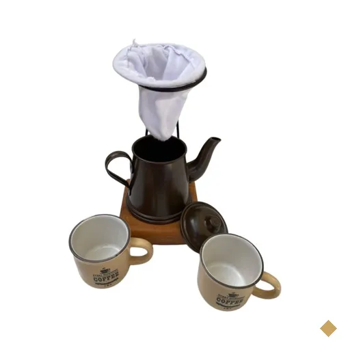 Kit de Café Individual Marrom e bege Demolição