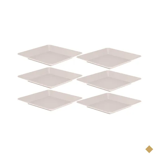 Jogo 6 Pratos Plásticos Quadrados 22,5cm Bege Ou Restaurante Buffet Sobremesas…