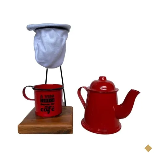 Kit de Café coado Individual Mini Bule Vermelho - Demolição