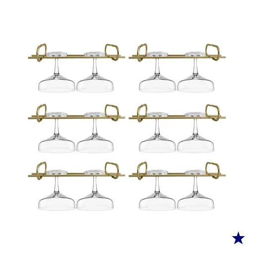 Kit 6 Organizadores Porta Taças 25cm Suportes Para Pendurar Taças Dourado