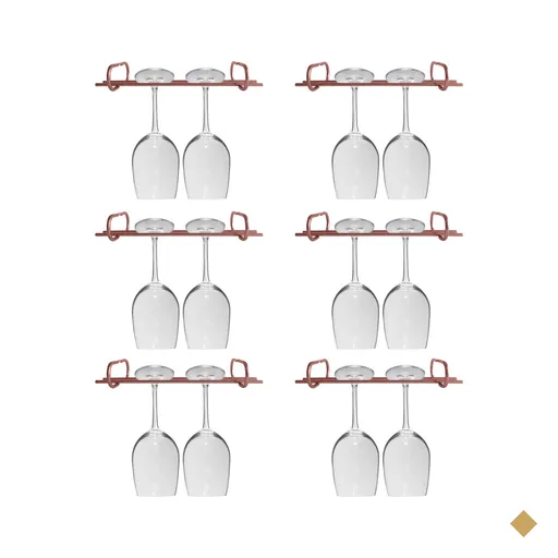 Kit 6 Organizadores Porta Taças 25cm Suportes Para Pendurar Taças Rose Gold